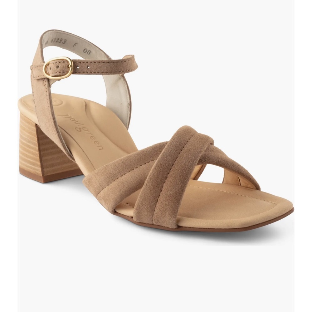 PAUL GREEN Lexi Block Heel champagne Nude suede Leather sandals Uk 3 US 5.5 new